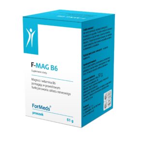 opakowanie suplementu diety F-MAG B6 zawierającego magnez i witaminę B6 które pomagają w prawidłowym funkcjonowaniu układu nerwowego